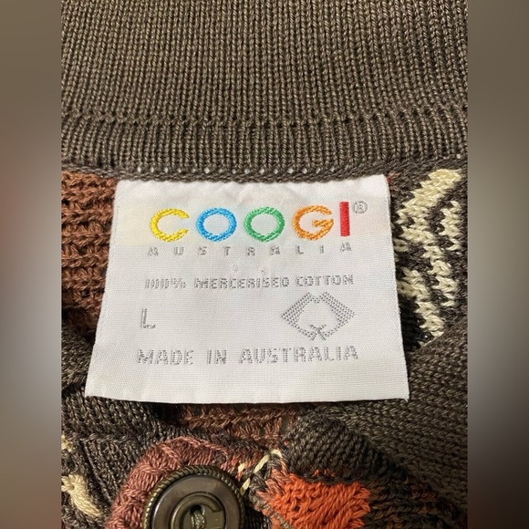 Vintage 80’s COOGI sweater %100 cotton - Button collar Sz. Large - Picture 4 of 9